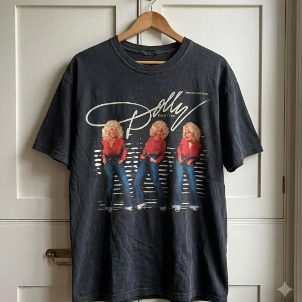 Dolly Parton Graphic Tee - Black with Red/Blue Print
